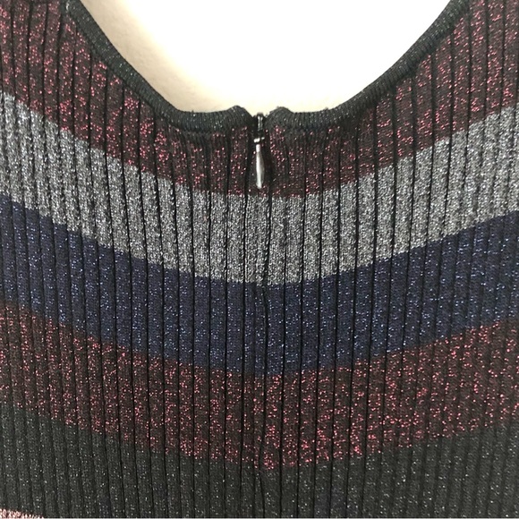 CLOSEOUT \Parker\• Multi-Stripe Pleated Midi Dress - Picture 10 of 16